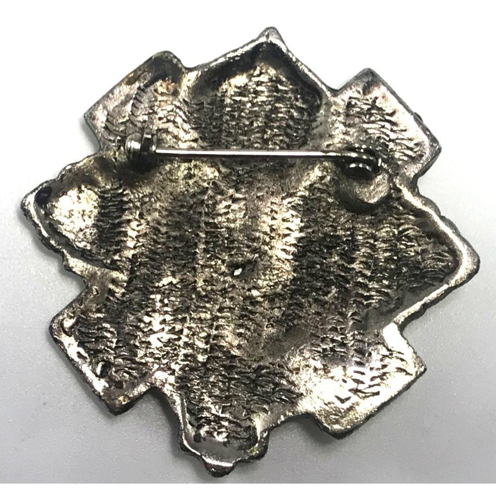 Vintage Antiqued Silver Tone America 1990 Brooch Pin Elephant Crown Rhinestones - Picture 3 of 3